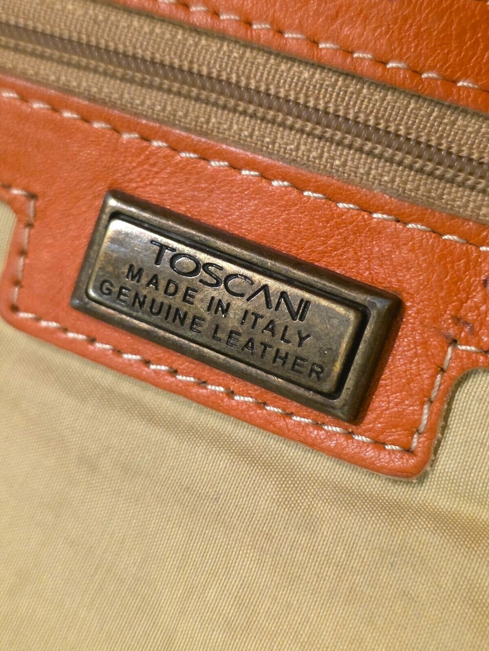 Toscani Made in Italy Genuine Leather Orange Hobo Shoulder Bag Slouchy Purse - Picture 10 of 16